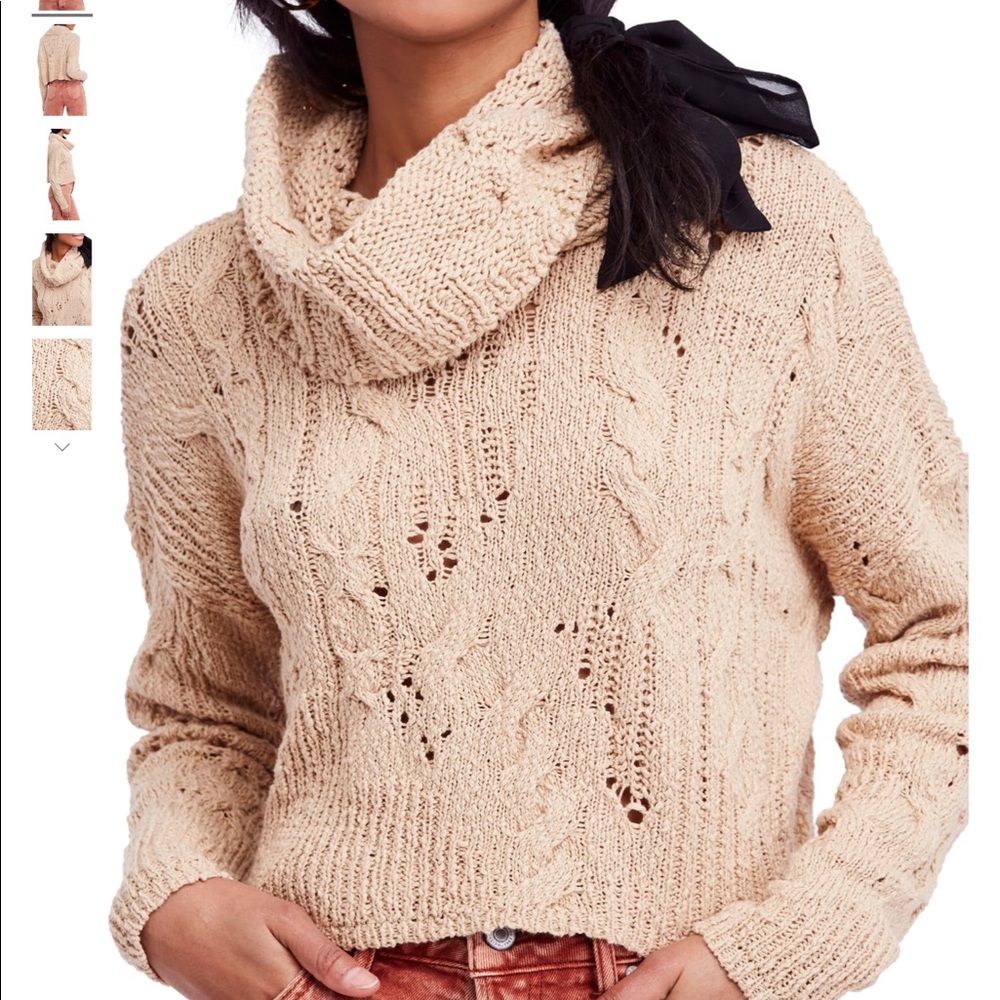 Free People Shades of Dawn Cropped Sweater Sz S